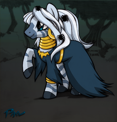 Size: 727x761 | Tagged: safe, artist:pain-hyena, zecora, pony, zebra, g4, alternate hairstyle, costume, female, nightmare night, solo