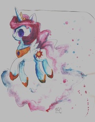 Size: 1492x1924 | Tagged: safe, artist:iamthecowboysmuggler, princess celestia, g4, smiling, traditional art, watercolor painting