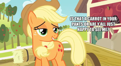 Size: 1276x706 | Tagged: safe, applejack, g4, spike at your service, image macro