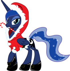 Size: 3214x3270 | Tagged: safe, artist:up1ter, princess luna, alicorn, pony, g4, bedroom eyes, candy cane, christmas, clothes, female, mouth hold, shoes, simple background, solo, transparent background, vector