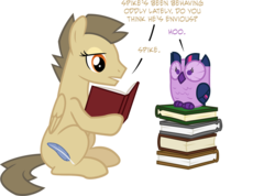 Size: 1200x854 | Tagged: safe, artist:ah-darnit, owlowiscious, twilight sparkle, owl, pegasus, pony, g4, book, dialogue, ponified pony pets, simple background, species swap, transparent background, twilight sparkowl, vector