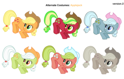 Size: 3600x2300 | Tagged: safe, artist:gurugrendo, artist:pika-robo, applejack, applejack (g3), granny smith, g1, g3, g4, alternate clothes, cowboys and equestrians, discorded, g1 to g4, g3 to g4, generation leap, liarjack, mad (tv series), mad magazine, maplejack, palette swap, recolor, simple background, transparent background, vector