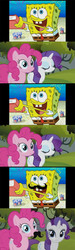 Size: 570x1889 | Tagged: source needed, safe, edit, edited screencap, screencap, pinkie pie, g4, spike at your service, comic, comic strip, male, moustache, my pretty seahorse, screencap comic, spongebob squarepants, spongebob squarepants (character)