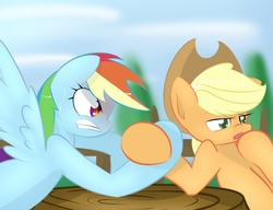 Size: 1280x985 | Tagged: dead source, safe, artist:kryptchild, applejack, rainbow dash, g4, hoofwrestle