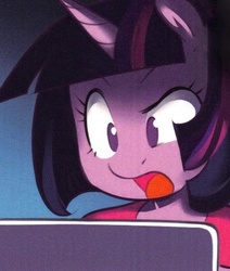 Size: 381x450 | Tagged: safe, artist:miu, twilight sparkle, hoofbeat 2, g4, computer, cropped, female, hoofbeat, image macro, open mouth, reaction image