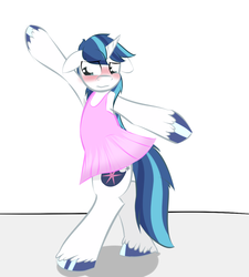 Size: 900x1000 | Tagged: safe, artist:kryptchild, shining armor, g4, armpits, ballerina, ballet, clothes, crossdressing, dancing, dress, shining femboy armor