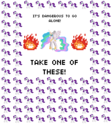 Size: 3536x3944 | Tagged: safe, princess celestia, rarity, g4, celestia's selections, commonity, desktop ponies, it's dangerous to go alone, multeity, pixel art, take this, the legend of zelda