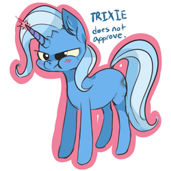 Size: 784x785 | Tagged: safe, artist:xenon, trixie, pony, unicorn, g4, blushing, cute, diatrixes, disapproval, pouting, solo