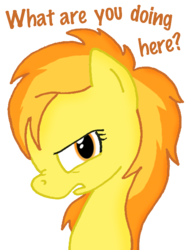 Size: 572x764 | Tagged: safe, artist:ajmstudios, spitfire, pegasus, pony, g4, alternate hairstyle, cute, female, looking at you, meme, simple background, solo, text, transparent background