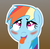 Size: 523x514 | Tagged: safe, artist:krabbshack, rainbow dash, pegasus, pony, g4, ahegao, blushing, bust, face, female, gradient background, mare, open mouth, smiling, solo, sweat, tongue out