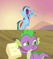 Size: 1280x1420 | Tagged: safe, artist:capnpea, edit, edited screencap, screencap, rainbow dash, spike, g4, clone, dashstorm, fimbriae, multeity, vomitous mass, wat