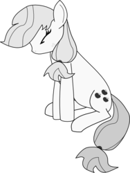 Size: 501x667 | Tagged: safe, artist:dbapplejack, applejack, earth pony, pony, g4, eyes closed, female, grayscale, hatless, missing accessory, monochrome, simple background, sitting, solo, transparent background, vector
