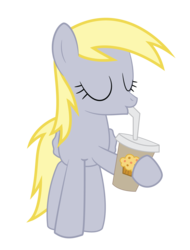 Size: 1523x2000 | Tagged: safe, artist:kotanom, derpy hooves, pegasus, pony, g4, female, mare, muffin, simple background, smoothie, solo, transparent background, vector