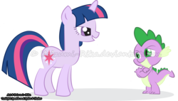 Size: 3000x1707 | Tagged: safe, artist:koizumi-rika, spike, twilight sparkle, g4, bedroom eyes, crossed arms, grin, simple background, smiling, smirk, transparent background, vector