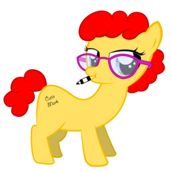 Size: 2000x2000 | Tagged: safe, artist:dabestpony, earth pony, pony, glasses, janet perlstein, lidded eyes, magic school bus, mouth hold, ponified, simple background, solo, transparent background, vector