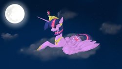 Size: 1190x671 | Tagged: safe, artist:pinkeypie194, twilight sparkle, alicorn, pony, g4, female, moon, solo, twilight sparkle (alicorn)