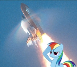 Size: 689x599 | Tagged: safe, rainbow dash, g4, irl, sonic rainboom, space shuttle