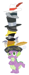 Size: 1144x2955 | Tagged: safe, artist:silentbutbeardly, spike, g4, hat, team fortress 2, towering pillar of hats