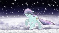 Size: 1024x576 | Tagged: safe, artist:feather-ponyart, sapphire joy, pony, g4, female, snow, solo, wheaties