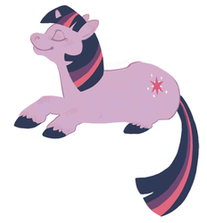 Size: 433x467 | Tagged: safe, artist:spacedragon, twilight sparkle, pony, unicorn, g4, eyes closed, female, lying down, mare, prone, simple background, smiling, solo, unicorn twilight, unshorn fetlocks, white background