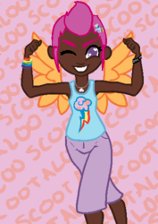 Size: 354x500 | Tagged: safe, artist:robynne, scootaloo, human, g4, dark skin, humanized