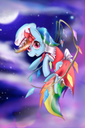 Size: 1600x2400 | Tagged: safe, artist:colorsymphony, rainbow dash, pony, g4, clothes, costume, crossover, female, flandre scarlet, rainbow dash always dresses in style, solo, touhou