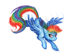 Size: 1024x740 | Tagged: safe, artist:gonedreamer, rainbow dash, pegasus, pony, g4, female, flying, mare, solo