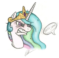 Size: 3634x3546 | Tagged: safe, artist:shadawg, princess celestia, pony, g4, angry, female, solo