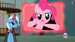 Size: 854x480 | Tagged: safe, pinkie pie, trixie, g4, magic duel, meme, trixivision