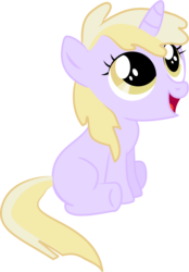 Size: 857x1229 | Tagged: safe, artist:creshosk, dinky hooves, pony, unicorn, g4, adorable face, background pony, base used, blank flank, cute, dinkabetes, female, filly, foal, horn, open mouth, open smile, simple background, sitting, smiling, transparent background, vector