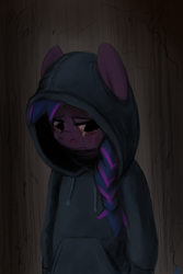 Size: 1280x1920 | Tagged: safe, artist:gordonfreeguy, oc, oc only, semi-anthro, clothes, crying, hoodie, request, sad, solo