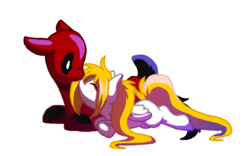 Size: 640x400 | Tagged: safe, artist:thamutt, oc, oc:frolic, cute, deadpool, deadpool is best pony, freckles, kissing, ponified