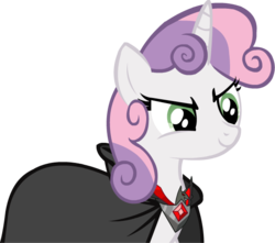 Size: 605x536 | Tagged: safe, artist:alicesstudio, sweetie belle, g4, magic duel, alicorn amulet, cloak, clothes, grin, simple background, transparent background