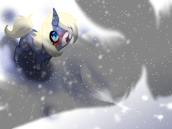 Size: 640x480 | Tagged: safe, artist:thamutt, oc, oc only, blushing, feather, miracle, shadow, snow, snowfall