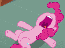 Size: 700x519 | Tagged: safe, screencap, pinkie pie, earth pony, pony, g4, season 3, too many pinkie pies, adventure in the comments, adventure with pinkie clone, animated, belly, female, leg twitch, mawshot, nose in the air, on back, open mouth, seizure, sleeping, snoring, solo, tongue out, twitch, twitching, uvula, volumetric mouth