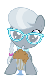 Size: 500x800 | Tagged: safe, artist:prettycupcakes, silver spoon, earth pony, pony, g4, female, filly, glasses, milkshake, milkshake ponies, simple background, solo, transparent background