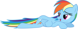 Size: 7901x3000 | Tagged: safe, artist:xpesifeindx, rainbow dash, pegasus, pony, g4, spike at your service, bedroom eyes, female, hooves, lying down, mare, open mouth, show accurate, simple background, solo, transparent background, vector, wings