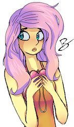 Size: 292x505 | Tagged: safe, artist:outonthebay, fluttershy, human, g4, clothes, digital art, dress, heart, humanized, simple background