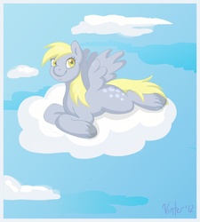 Size: 727x806 | Tagged: safe, artist:vinter, derpy hooves, pegasus, pony, g4, cloud, cloudy, female, mare