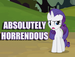 Size: 582x445 | Tagged: safe, edit, edited screencap, screencap, rarity, pony, g4, spike at your service, absolutely horrendous, reaction image, solo