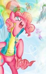 Size: 760x1200 | Tagged: safe, artist:puyopoplover, pinkie pie, g4, balloon, flying, then watch her balloons lift her up to the sky, wonderbolt trainee uniform