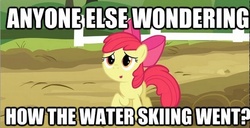 Size: 550x281 | Tagged: safe, edit, edited screencap, screencap, apple bloom, earth pony, pony, g4, spike at your service, caption, female, filly, image macro, solo, text