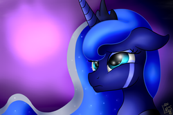 Size: 1200x800 | Tagged: safe, artist:lamaneus, princess luna, pony, g4, crying, female, sad, solo