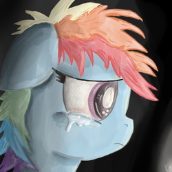 Size: 2000x2000 | Tagged: safe, artist:vovab, rainbow dash, pony, g4, crying, female, filly, filly rainbow dash, sad, solo