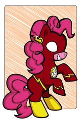 Size: 430x646 | Tagged: safe, artist:chiisai-suzume, pinkie pie, g4, crossover, dc comics, hilarious in hindsight, parody, the flash