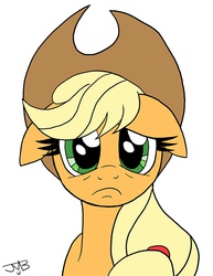 Size: 614x794 | Tagged: dead source, safe, artist:gamebuddy123, applejack, g4, sad, unhapplejack