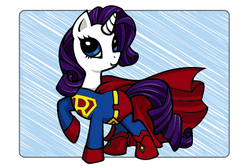 Size: 429x285 | Tagged: safe, artist:chiisai-suzume, rarity, pony, g4, crossover, dc comics, male, parody, rar-el, solo, superman