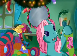 Size: 640x469 | Tagged: safe, artist:capnpea, edit, edited screencap, screencap, minty, pony, a very minty christmas, g3, clothes, female, socks, solo