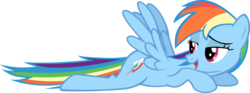 Size: 17111x6385 | Tagged: safe, artist:sagegami, rainbow dash, pegasus, pony, g4, spike at your service, absurd resolution, bedroom eyes, cute, dashabetes, female, flying, looking back, out of context, sexy, simple background, solo, transparent background, vector, wingboner