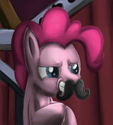 Size: 500x550 | Tagged: safe, artist:amyispink, pinkie pie, earth pony, pony, g4, spike at your service, female, mare, moustache, solo